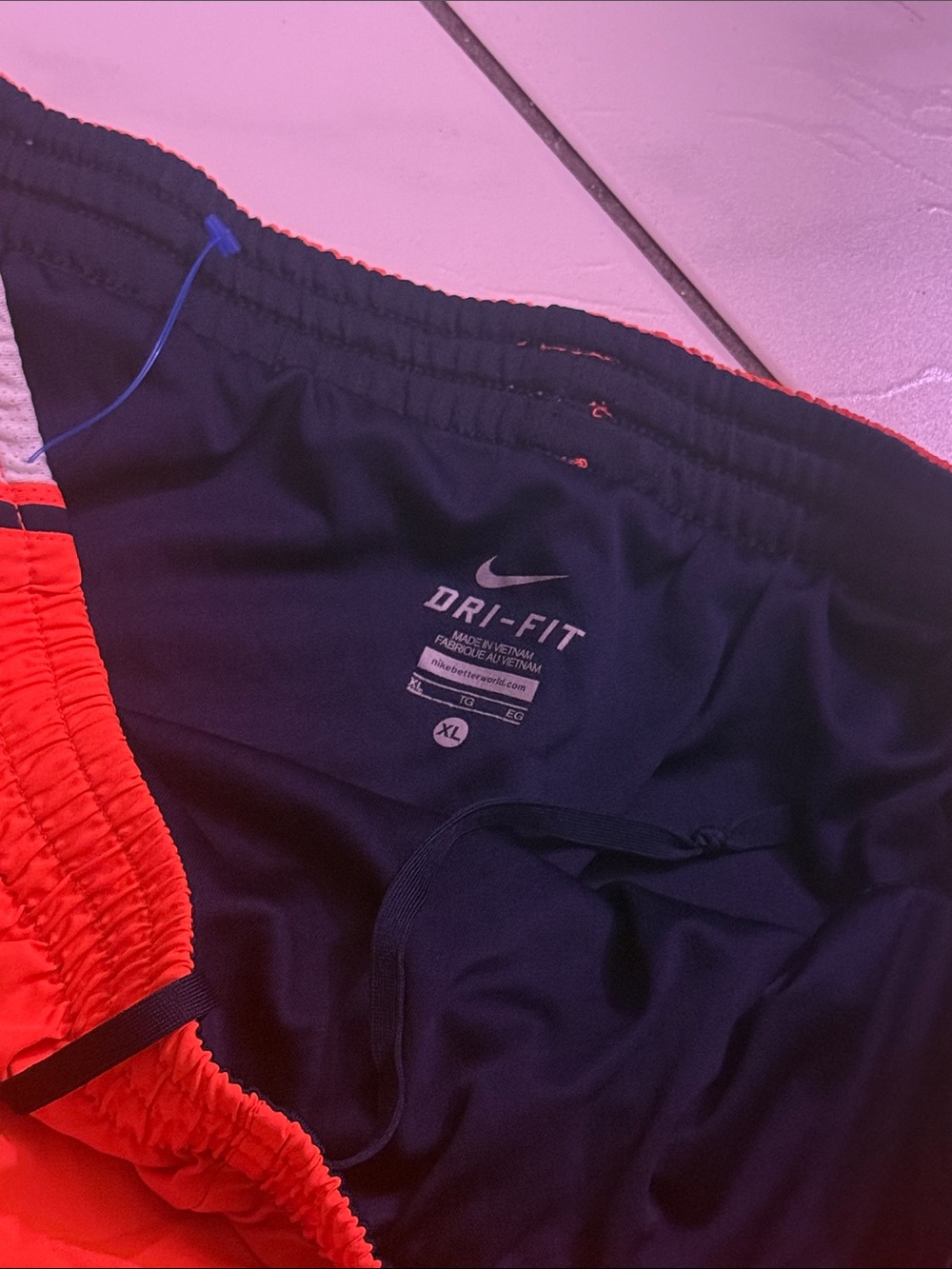 Nike Orange Athletic Shorts with White Side Panels and Black Trim - Picture 3 of 4